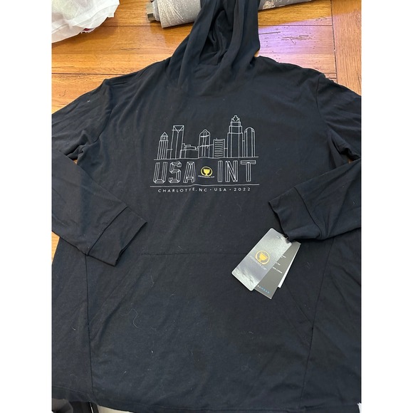 uas presidents cup golf‎ tournament 2022 black ling sleeve hoodie tee NWT large - Picture 2 of 11